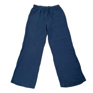 Just Living Pants Womens Medium Navy Cotton Gauze Wide Leg Relaxed Fit Boho
